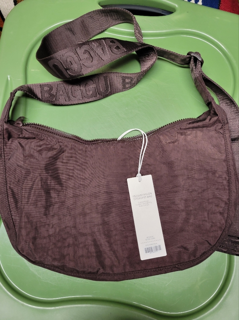 Baggu Medium Crescent Chocolate Plum Nwt